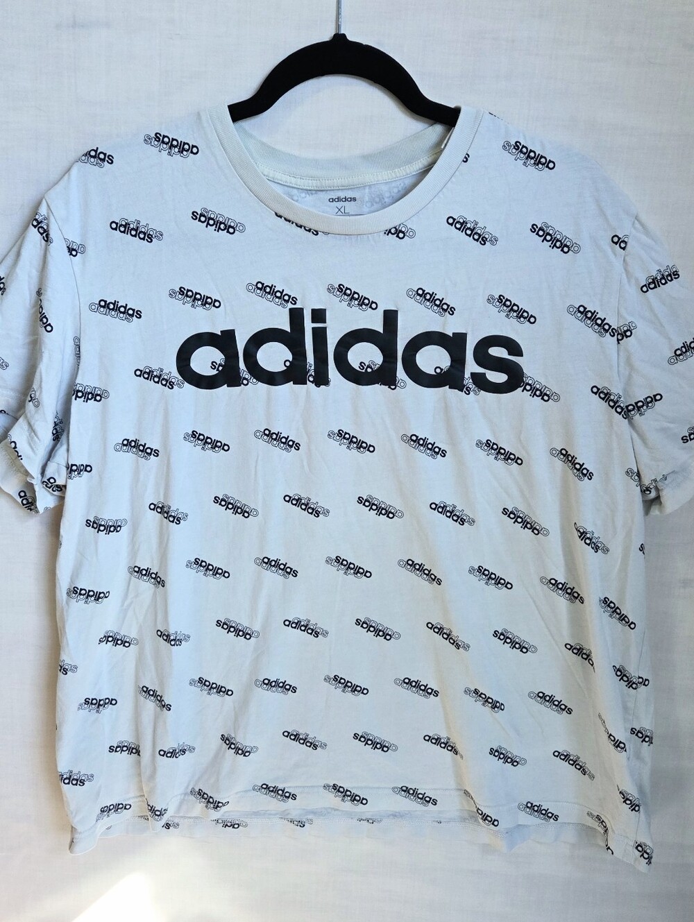 Adidas Black and White Logo T Shirt XL
